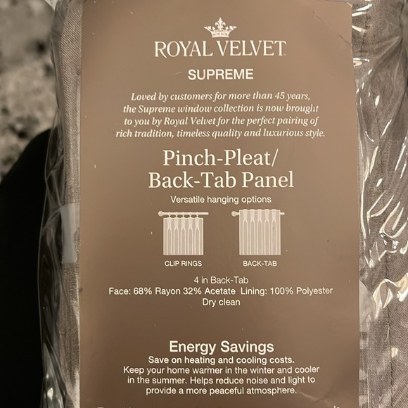 Royal Velvet Walnut Pinch-Pleat Back Tab Curtain Panel Supreme 25 in x 63 in. - Picture 3 of 5